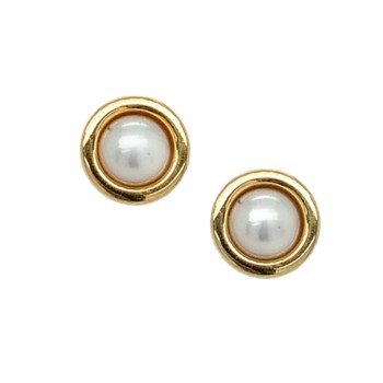 18K Gold Half Pearl Bezel Screw Back Earrings for Girls ~ 8mm | Jewelry Vine